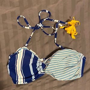 Cupshe bathing suit. Blue and White with Yellow tassels. Size M